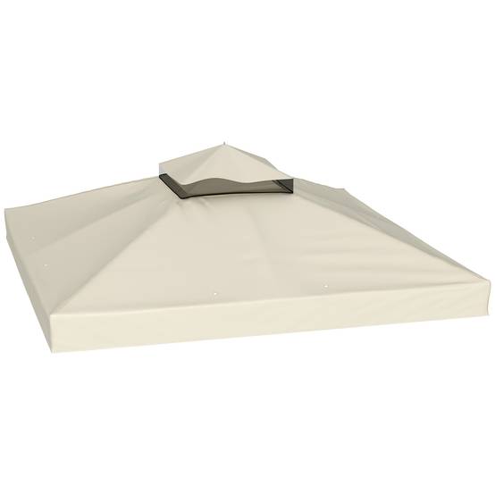 Toile de rechange polyester pour tonnelle double toit imperméable 3x3m Blanc Crème - ComfortXL Outdoor Living - Image 2