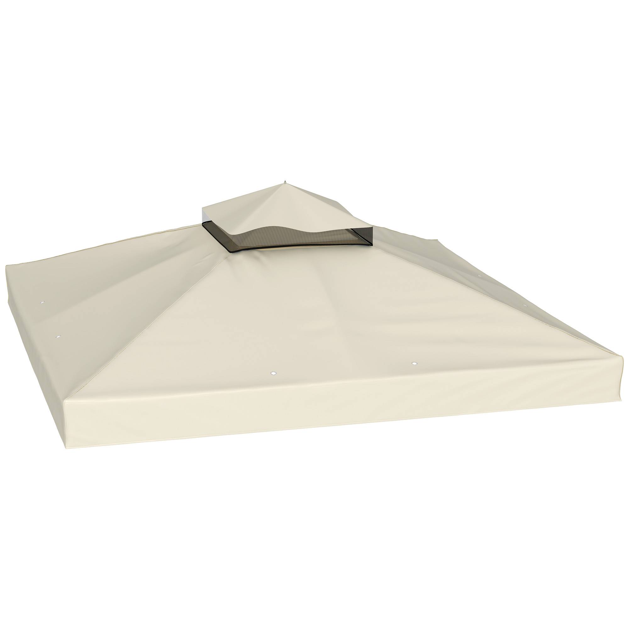 Toile de rechange polyester pour tonnelle double toit imperméable 3x3m Blanc Crème - ComfortXL Outdoor Living - Image 2