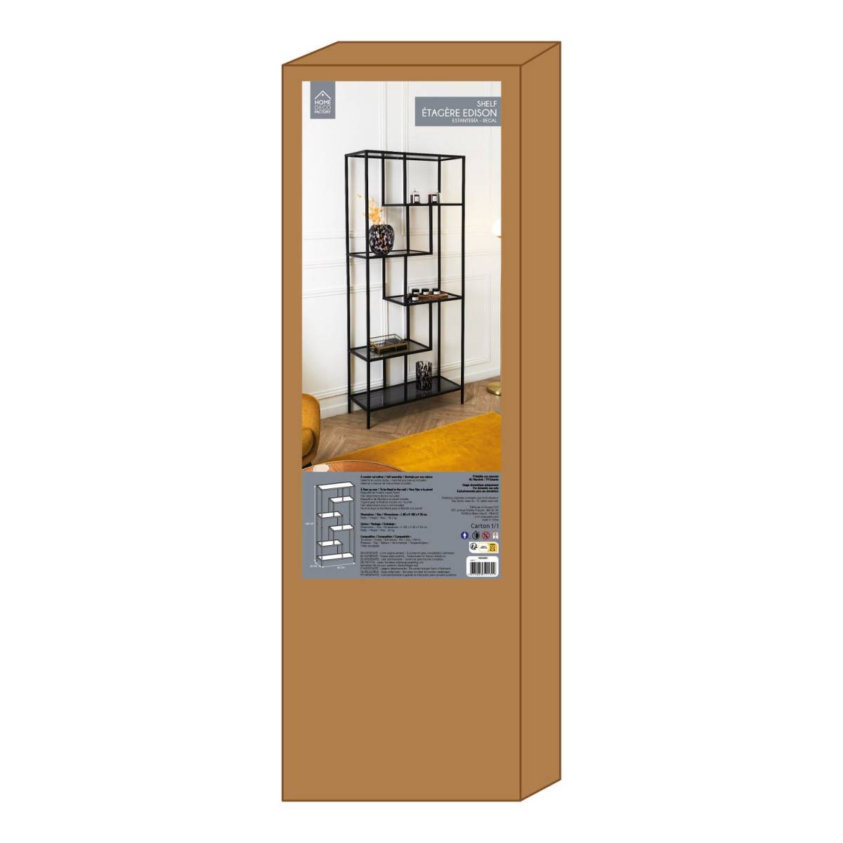 The Home Deco Factory - Etagère en métal et verre fumé Edison 80 x 30 x 180 cm - Image 5