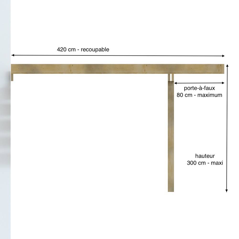 Structure Terrasse Bois Pilotis Adossee en Kit - 7x4,20m - Solives + Poteaux - Sapin Traité Autoclave - Image 3