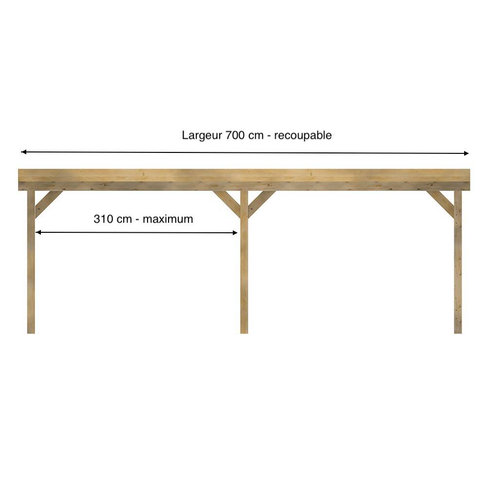 Structure Terrasse Bois Pilotis Adossee en Kit - 7x4,20m - Solives + Poteaux - Sapin Traité Autoclave - Image 2