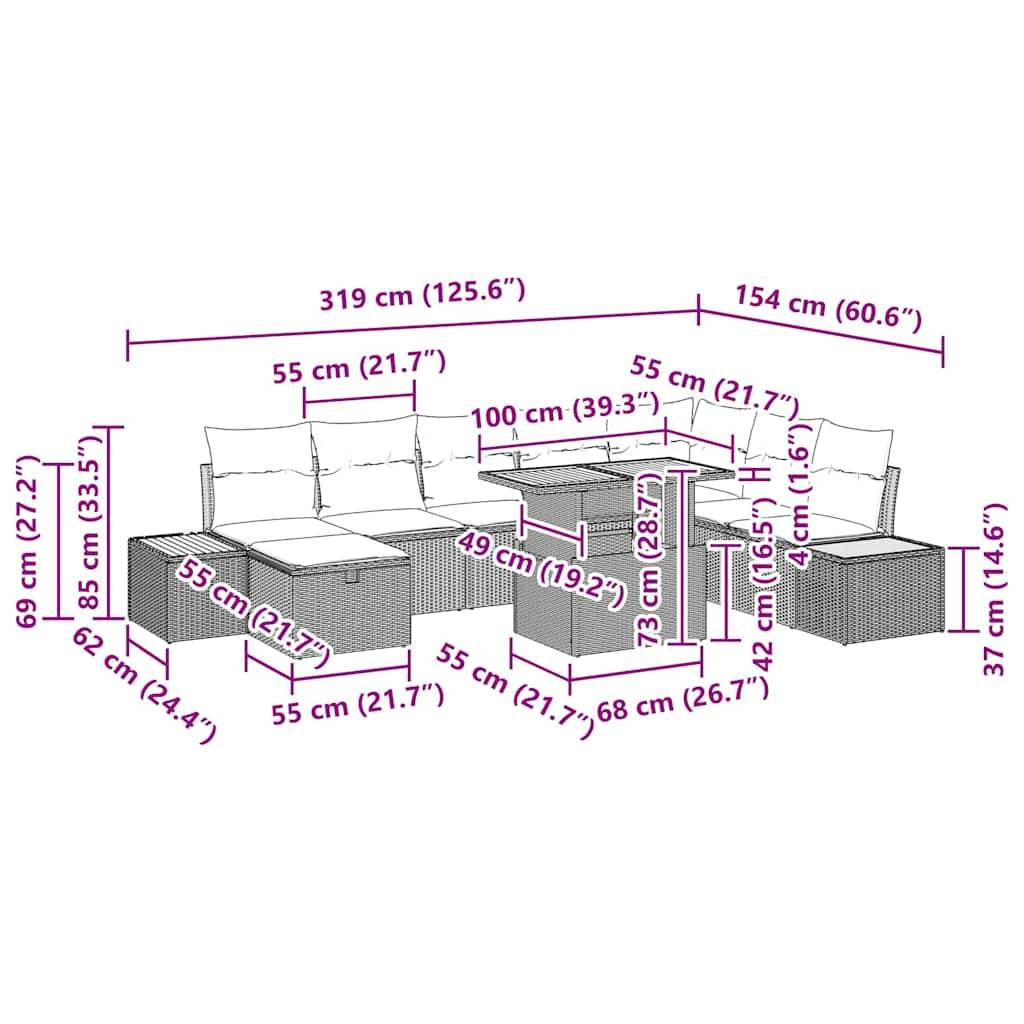 ComfortXL - Salon de jardin 8 places avec grande table basse et rangement intégré Noir – ComfortXL Outdoor Living - Image 5