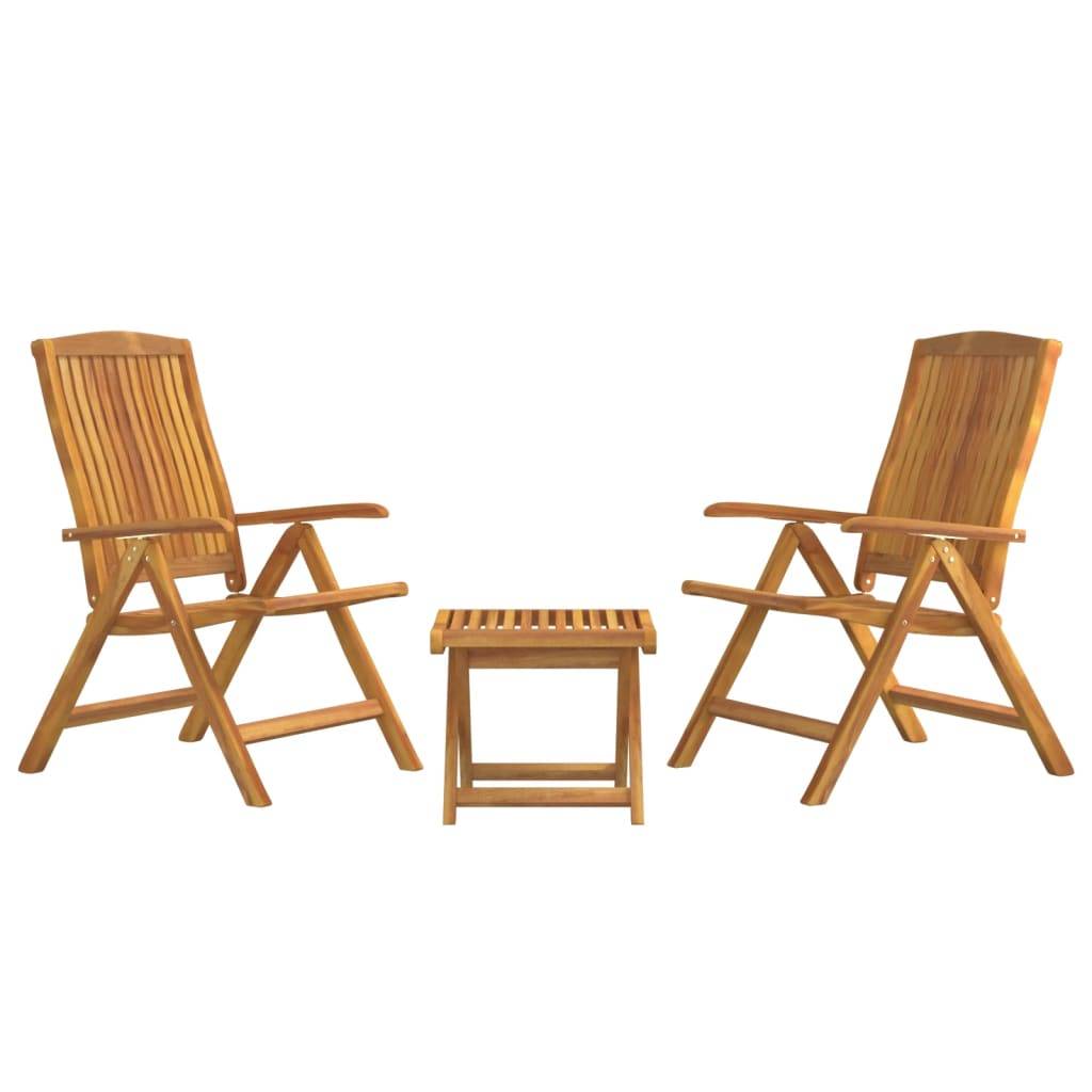 Salon de jardin meuble d'extérieur ensemble de mobilier 3 pièces bois de teck solide - Image 1