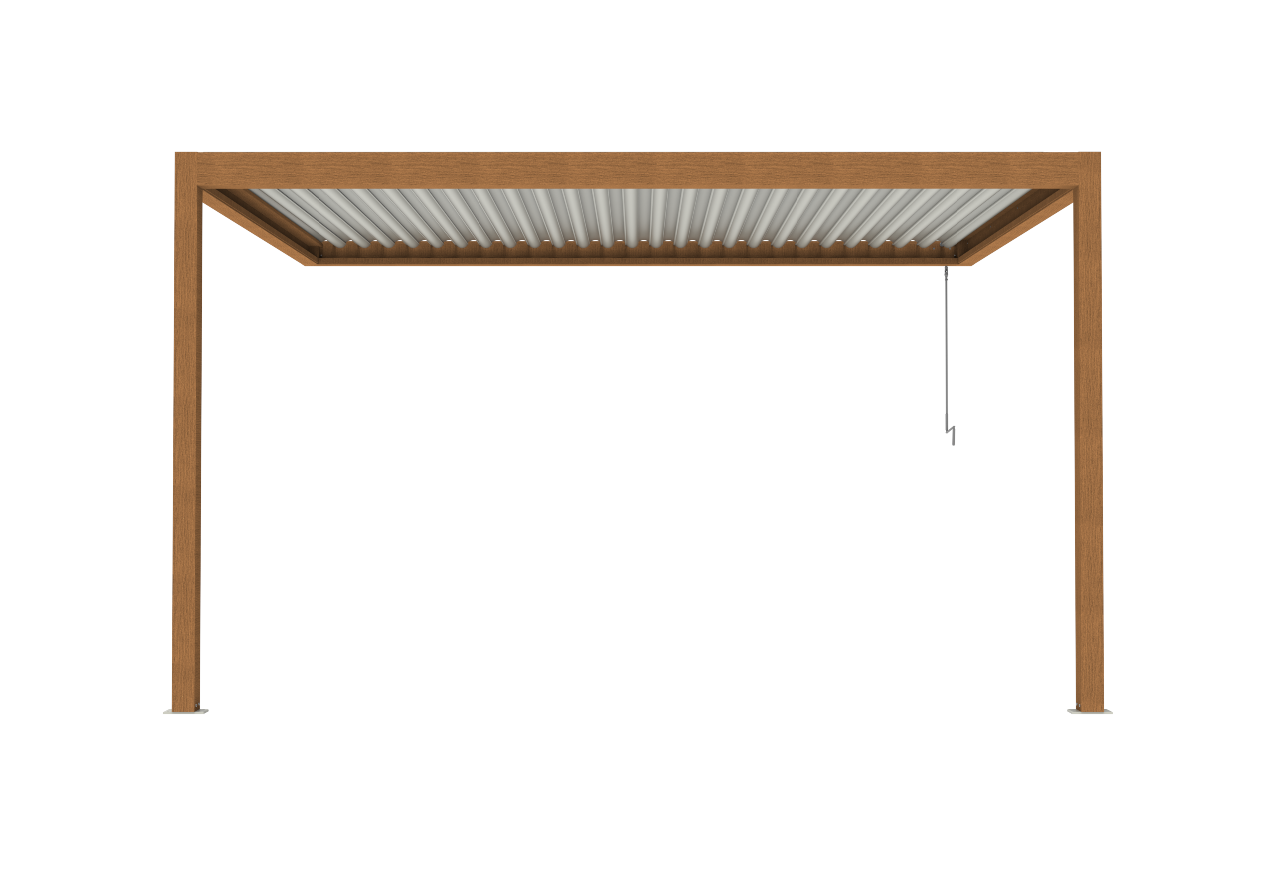 Pergola Bioclimatique Aluminium Adossée Aspect Bois 4x3 Manuelle S ORIAL France - Image 4
