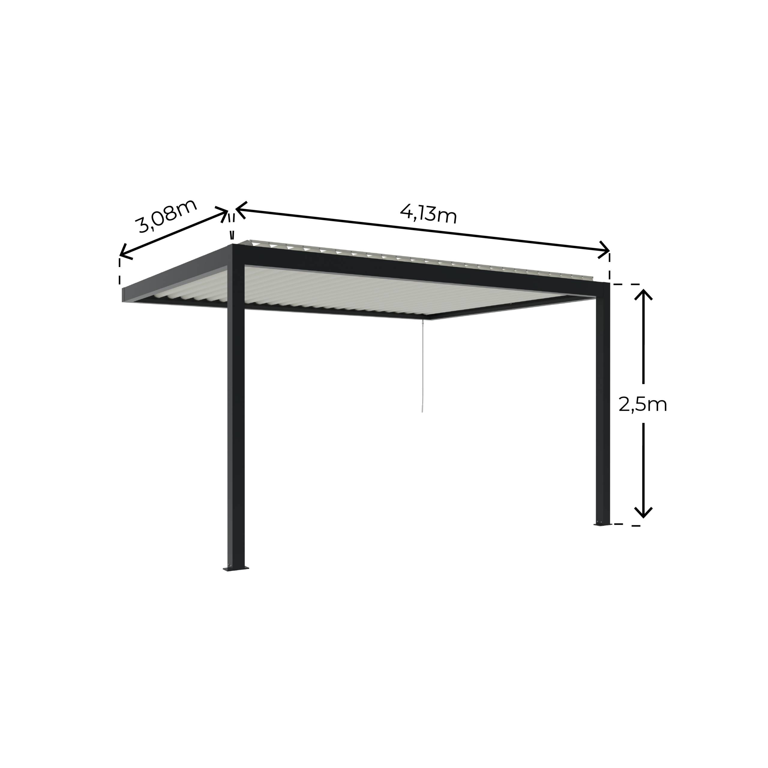 Pergola Bioclimatique Aluminium Adossée Aspect Bois 4x3 Manuelle S ORIAL France - Image 2