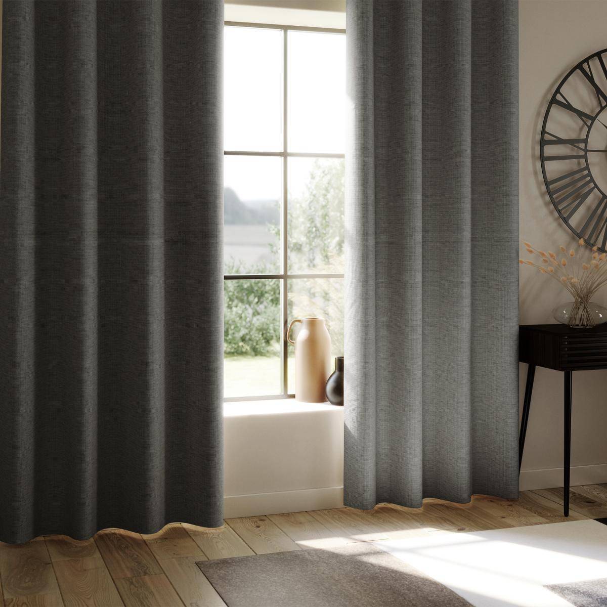 Atmosphera - Lot de 2 Rideaux à  œillets Occultant en tissu Gris Foncé 140 x 260 cm - Image 3