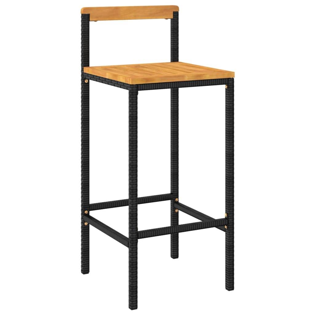 Helloshop26 - Ensemble de bar de jardin meuble extérieur terrasse 5 pièces noir poly rotin/bois massif acacia - Image 2