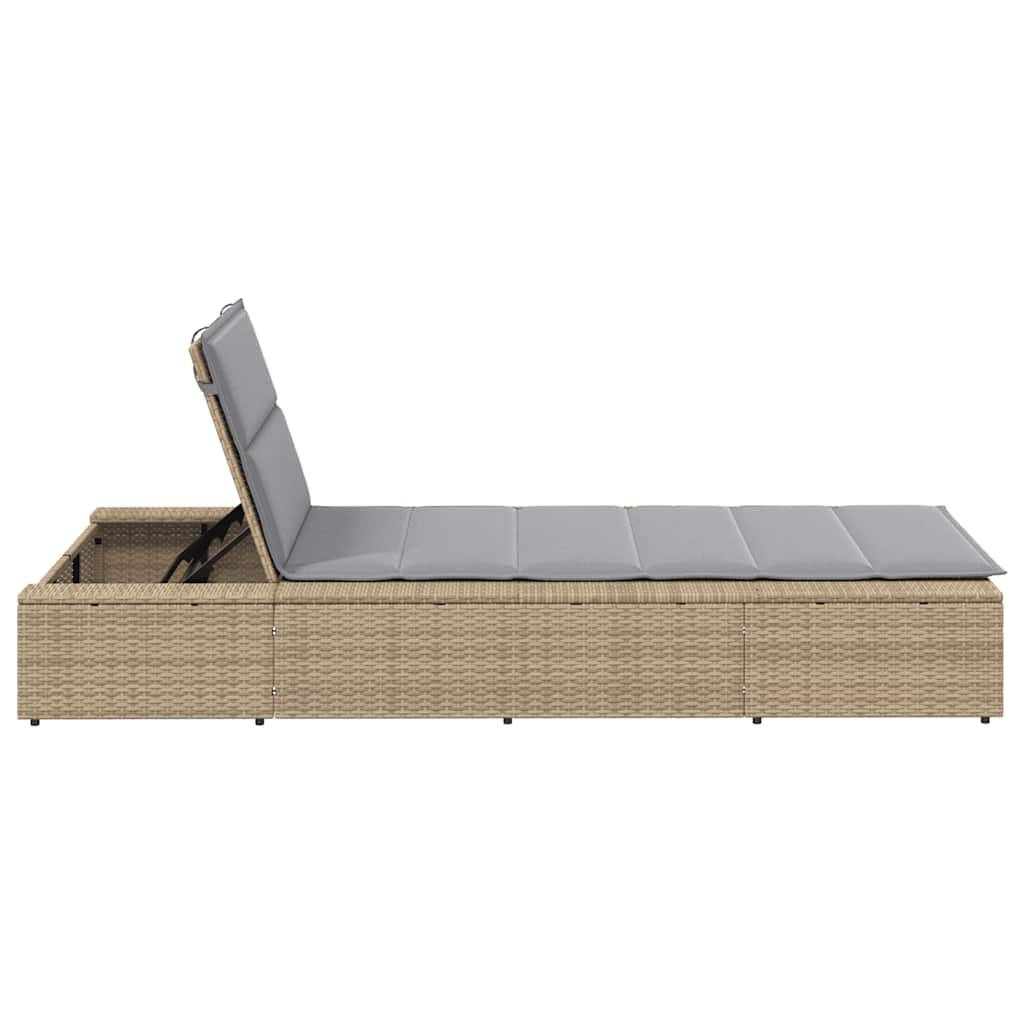 PANGIVO - Transat avec coussin flottant beige résine tressées 210 x 100 x 79 cm, Poids :22.8kg - PANGIVO - Image 7