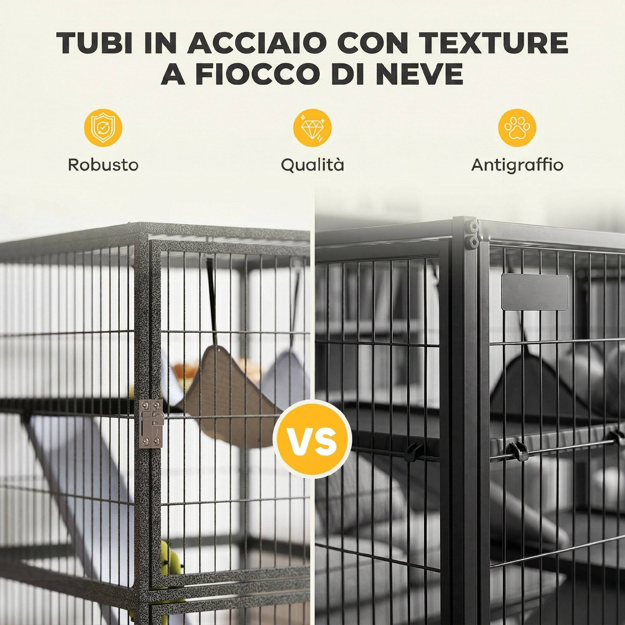 Grande cage rongeurs acier 4 niveaux avec rampes et roues 52x52x115cm Gris - ComfortXL Outdoor Living - Image 10