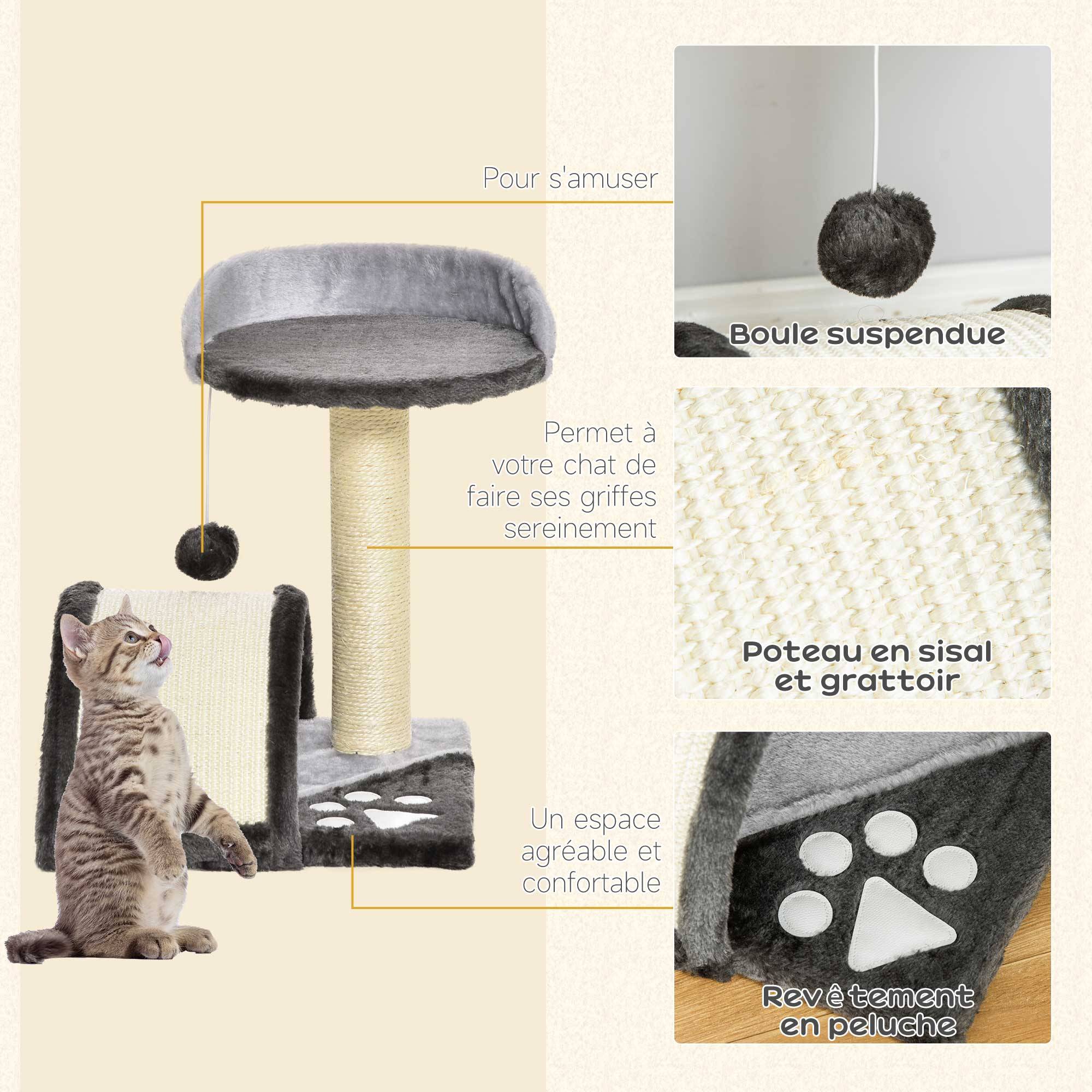 ComfortXL - Arbre à chat design bois pour maison amusement et détente 35x37x46cm gris - ComfortXL Outdoor Living - Image 7