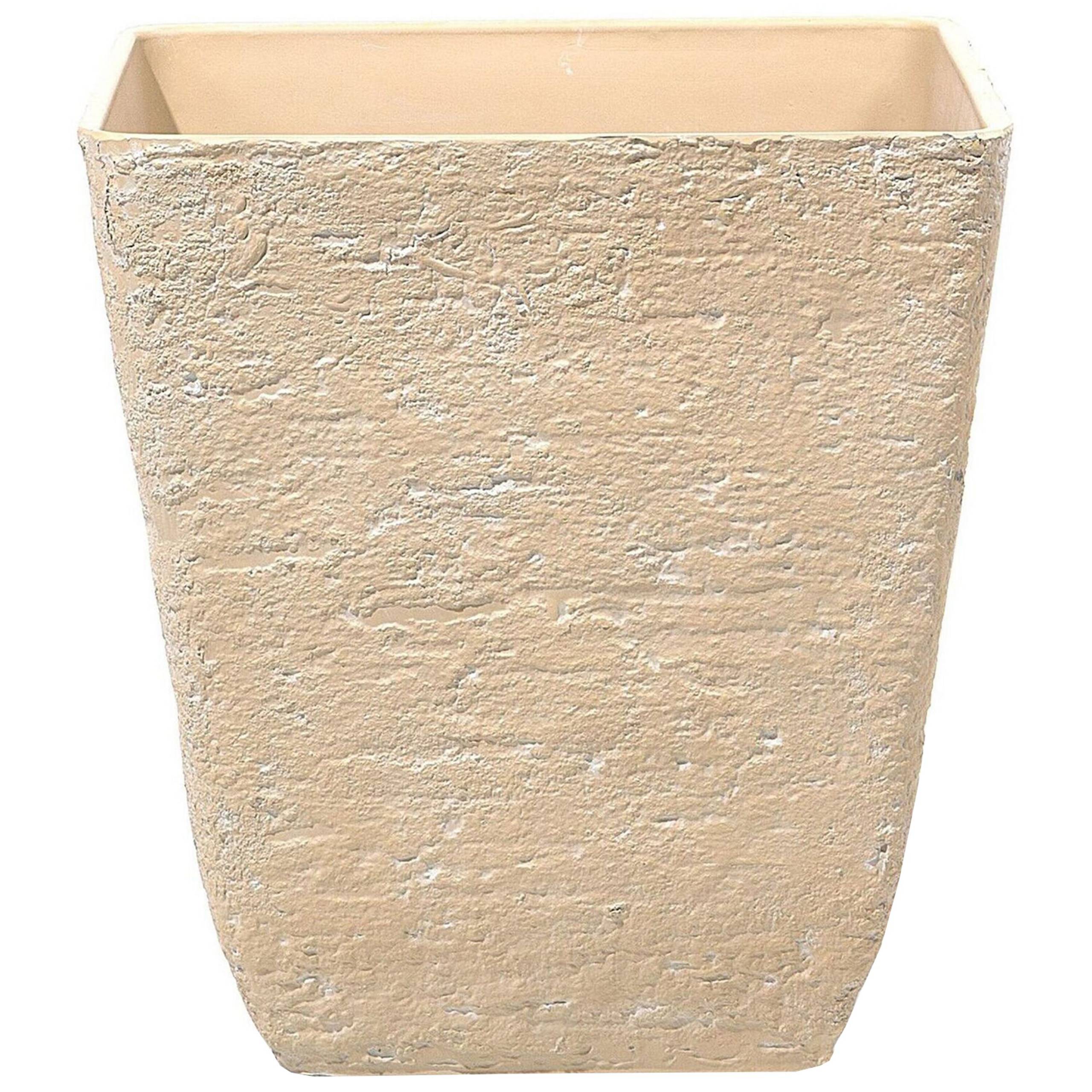 Beliani - Cache-Pot Beige en Polyrésine 49 x 49 x 53 cm Effet Pierre Pot de Fleurs Idéal pour Extérieur et Intérieur Evasé - Image 1