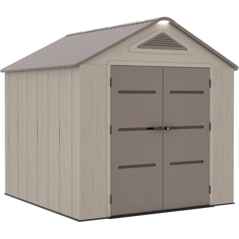Abri de jardin 6,15 m² en résine HDPE crème marron avec plancher Sunlife Jobu - Image 5