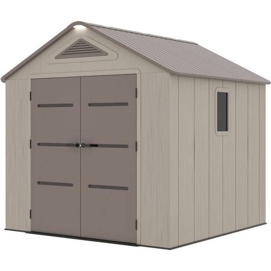 Abri de jardin 6,15 m² en résine HDPE crème marron avec plancher Sunlife Jobu - Image 6