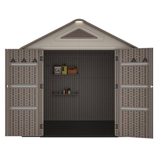 Abri de jardin 6,15 m² en résine HDPE crème marron avec plancher Sunlife Jobu - Image 7