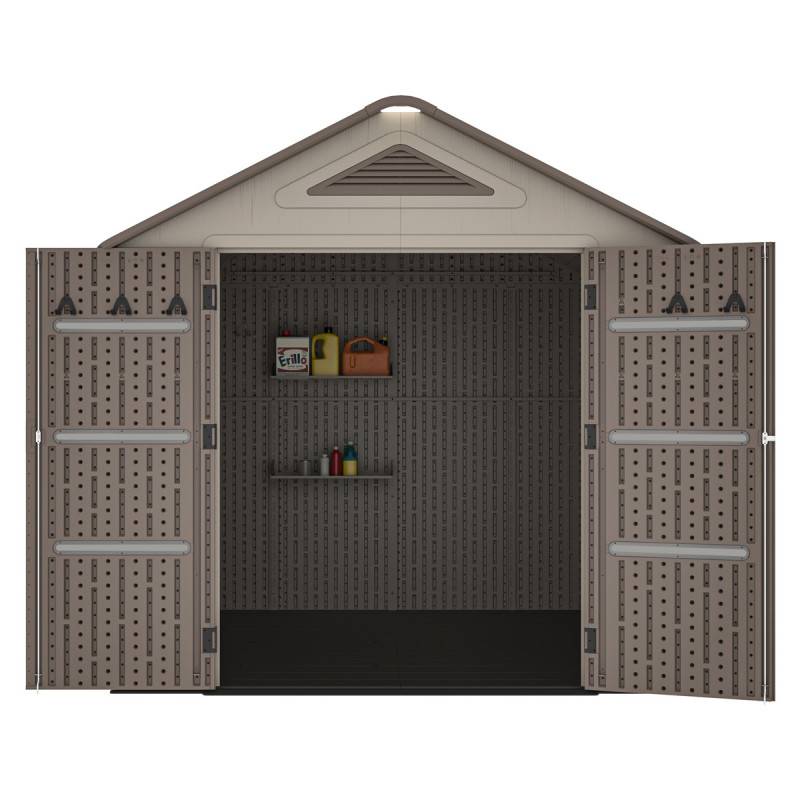 Abri de jardin 6,15 m² en résine HDPE crème marron avec plancher Sunlife Jobu - Image 7