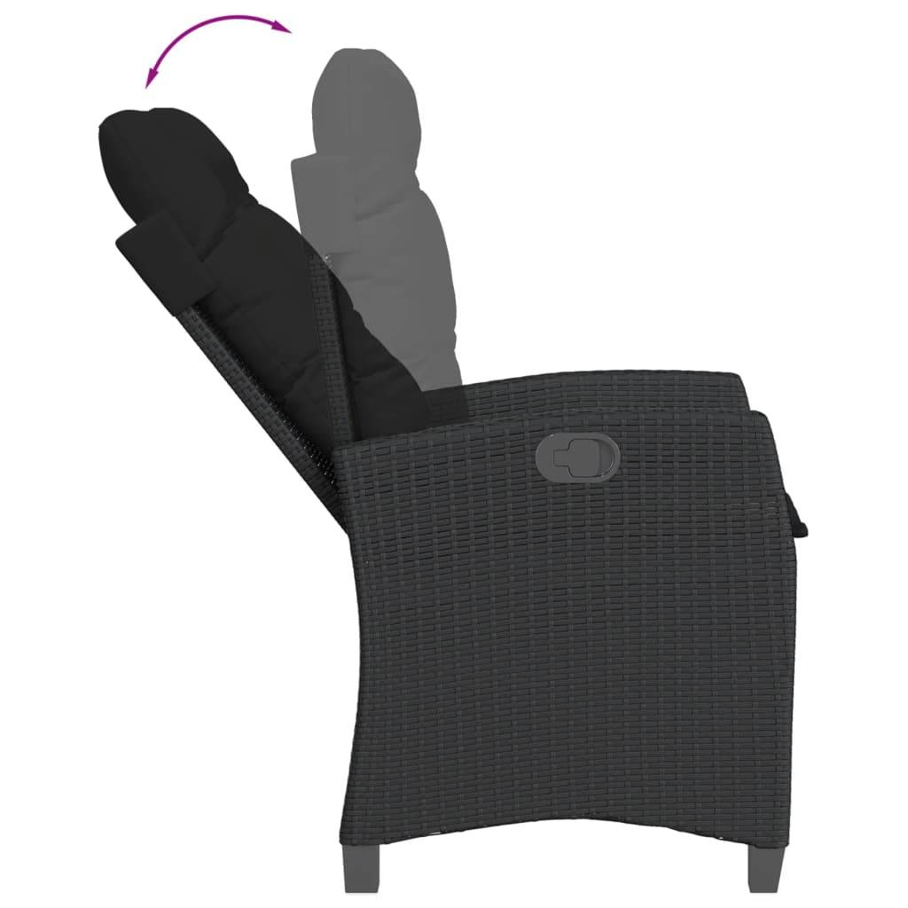ComfortXL - Chaise de Jardin Inclinable Résine Tressée Dossier Ajustable avec Coussins Épais Confortables Noir – ComfortXL Outdoor Living - Image 7