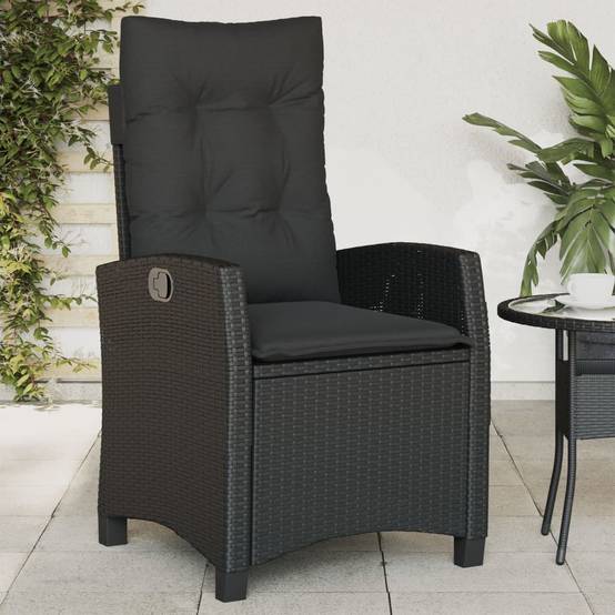 ComfortXL - Chaise de Jardin Inclinable Résine Tressée Dossier Ajustable avec Coussins Épais Confortables Noir – ComfortXL Outdoor Living - Image 1