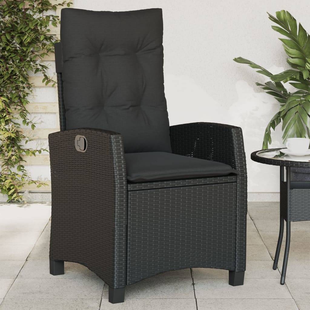 ComfortXL - Chaise de Jardin Inclinable Résine Tressée Dossier Ajustable avec Coussins Épais Confortables Noir – ComfortXL Outdoor Living - Image 1