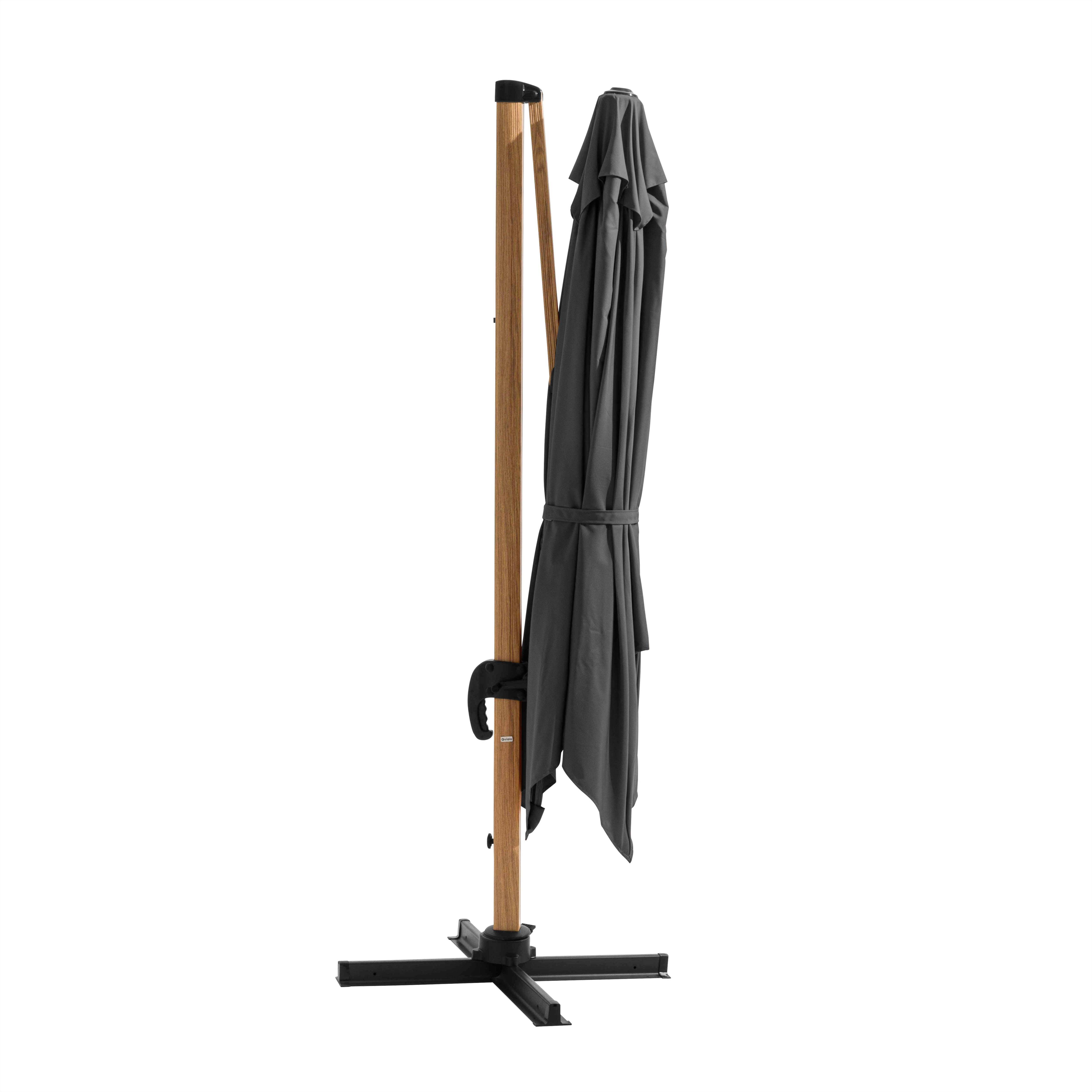 Oviala - Parasol déporté carré 3x3m effet bois anthracite Brescia - Oviala - Image 4