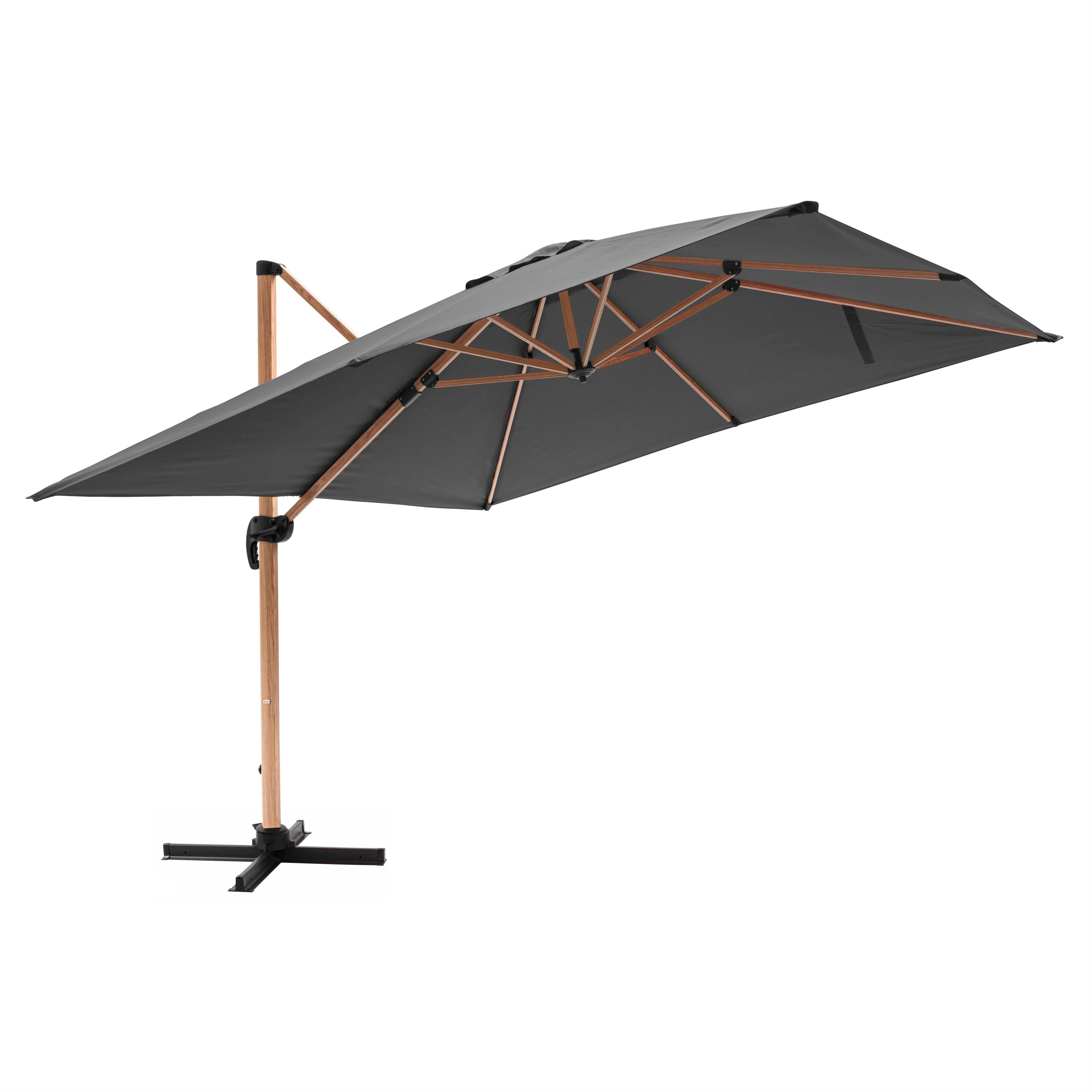 Oviala - Parasol déporté carré 3x3m effet bois anthracite Brescia - Oviala - Image 3