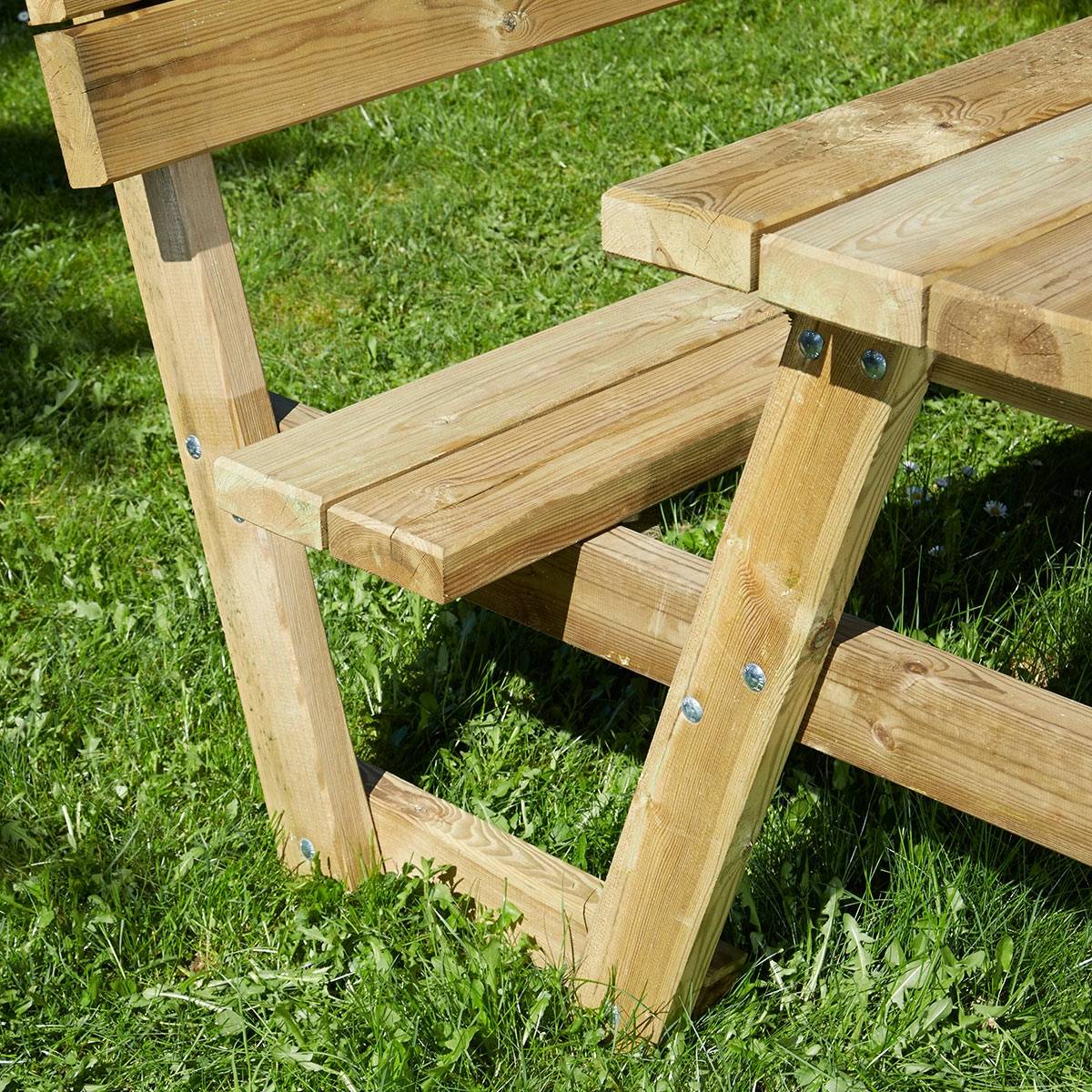 Table pique nique en bois Versailles avec dossiers 6 places - Cémonjardin - Image 3