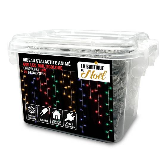 Rideau lumineux LED stalactite 10 mètres Multicolore - Image 1