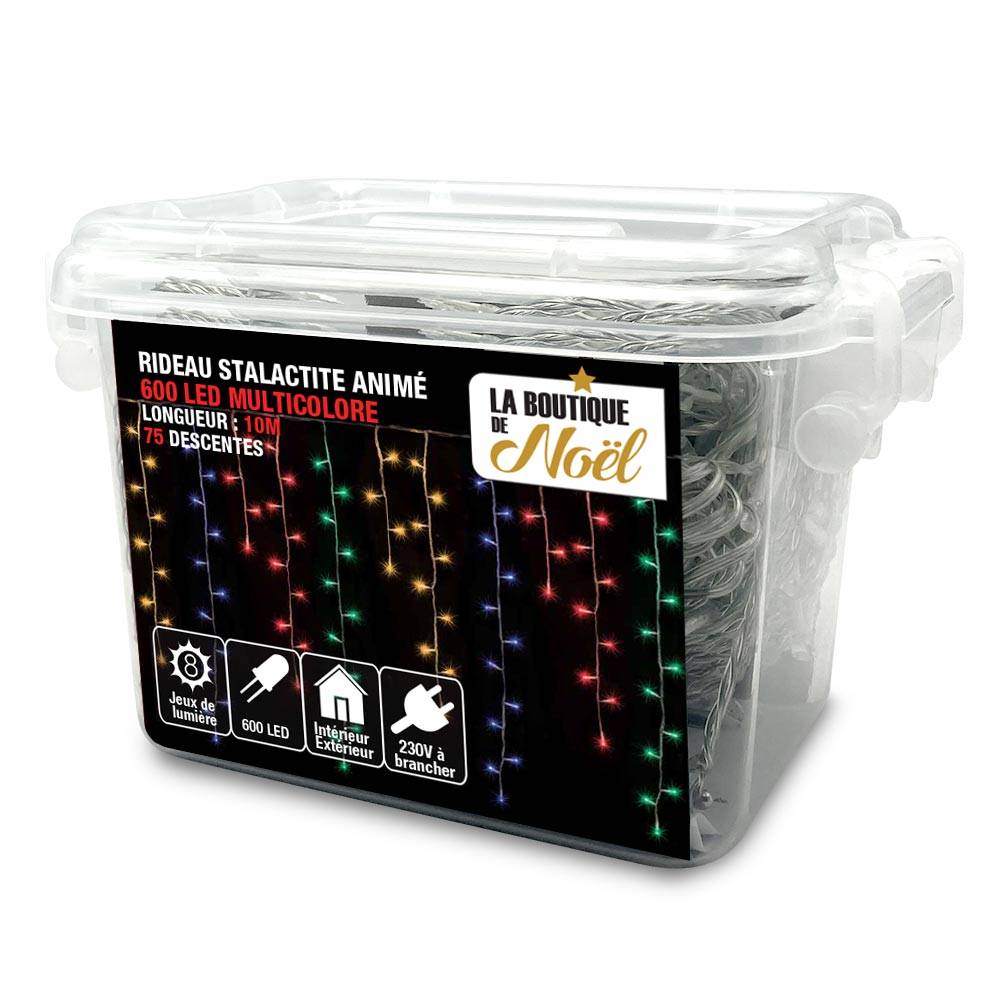 Rideau lumineux LED stalactite 10 mètres Multicolore - Image 1