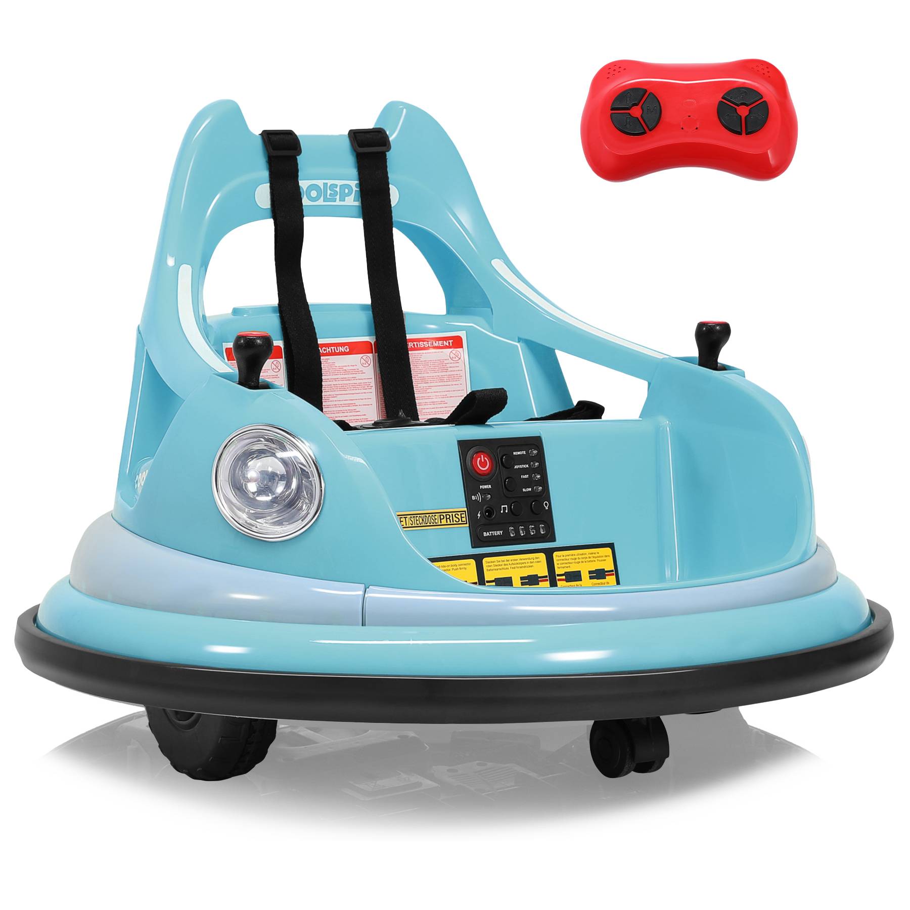 0 - Voiture électrique pour enfants 12 V, rotation à 360 degrés, pare-chocs - Bleu - Image 1
