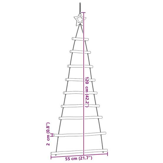 Lot de 2 Sapins de Noël Muraux Suspendus en Bois Naturel Décoration 120 cm – ComfortXL Outdoor Living - Image 8