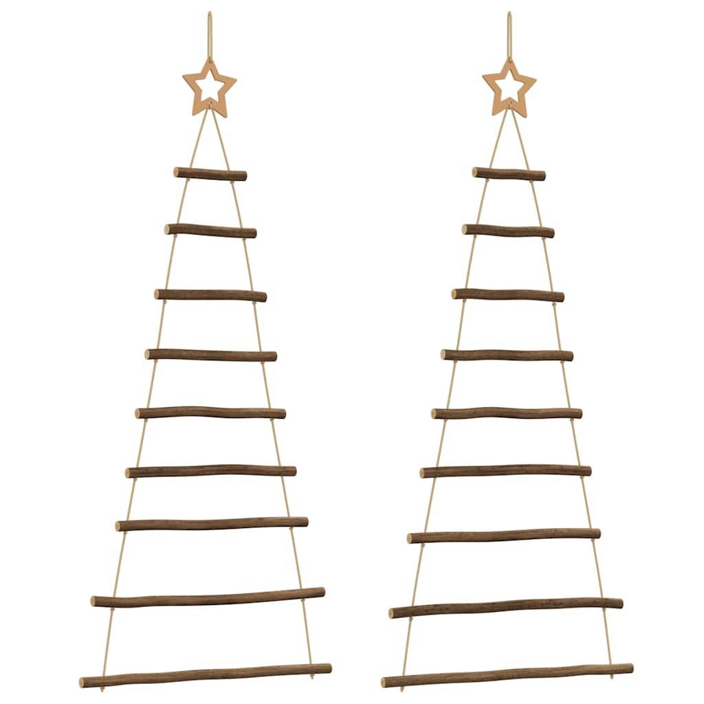 Lot de 2 Sapins de Noël Muraux Suspendus en Bois Naturel Décoration 120 cm – ComfortXL Outdoor Living - Image 2
