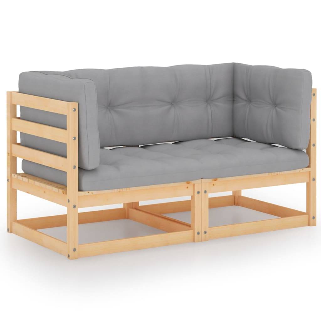 Helloshop26 - Salon de jardin meuble d'extérieur ensemble de mobilier 3 pièces avec coussins bois de pin massif - Image 3