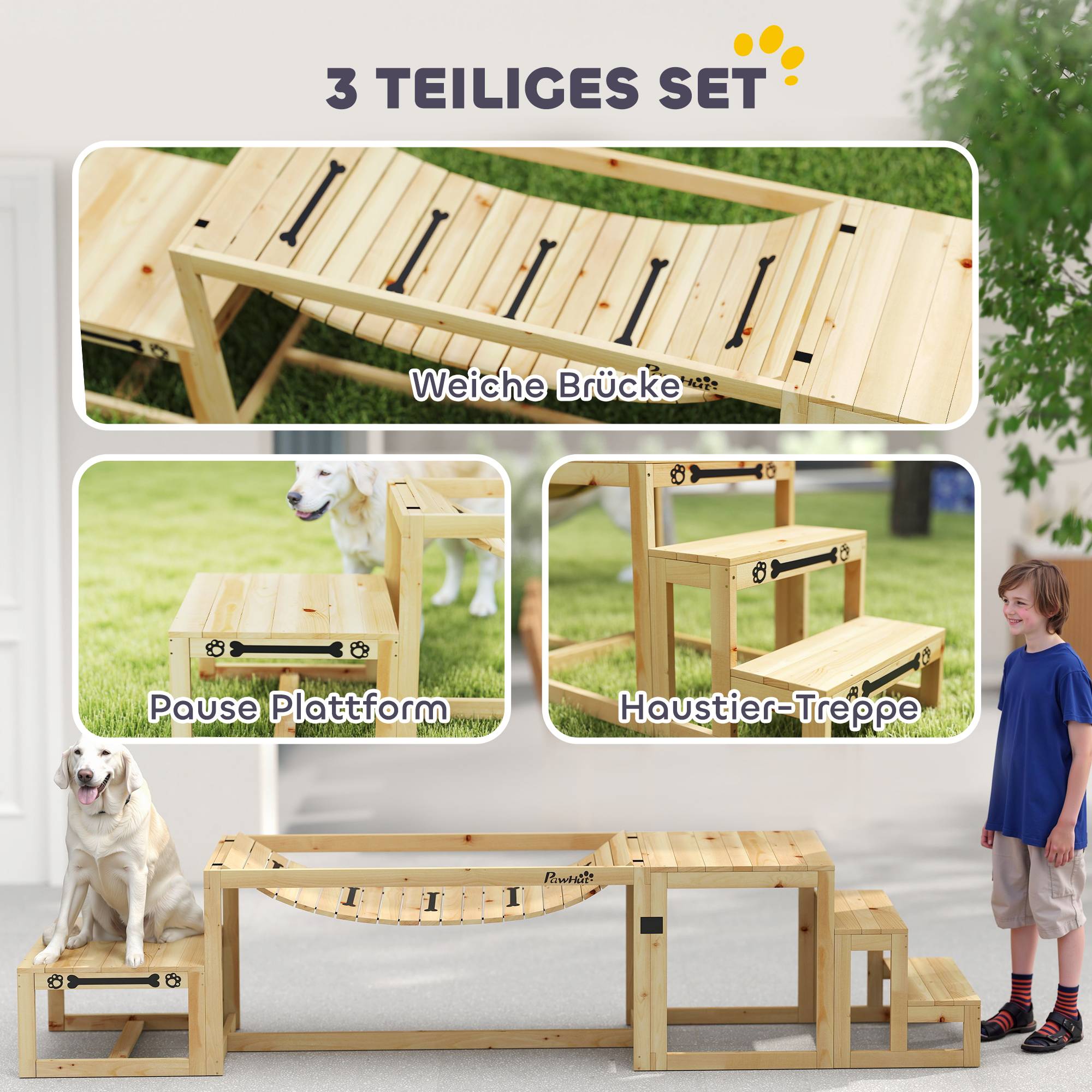 ComfortXL - Parcours agilité chien bois de sapin 3 modules jusqu’à 40 kg entraînement équilibre - ComfortXL Outdoor Living - Image 6