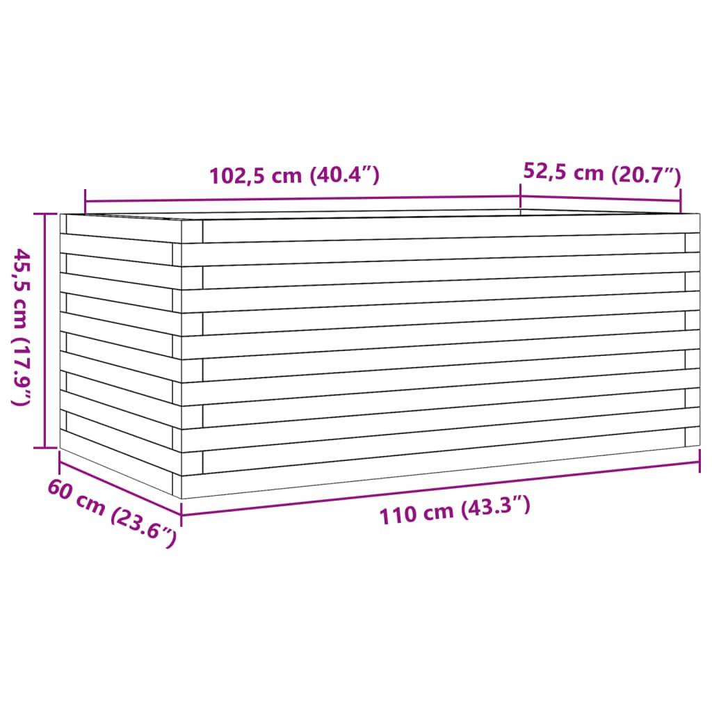 Jardinière bois de pin massif cire marron 110 x 60 x 45,5 cm - PANGIVO - Image 10