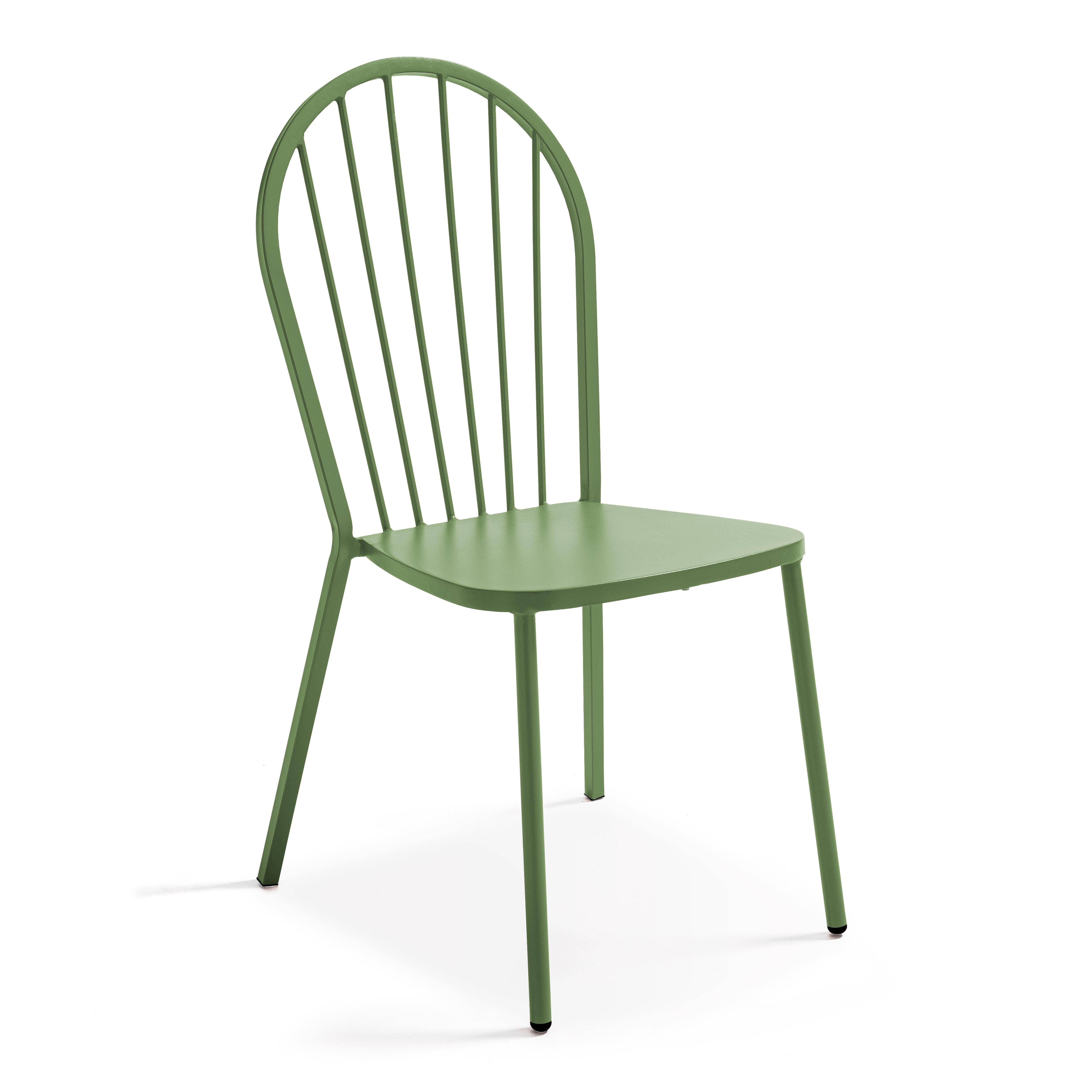 Oviala - Ensemble table ronde et 2 chaises de jardin en métal vert cactus Palavas - Oviala - Image 6
