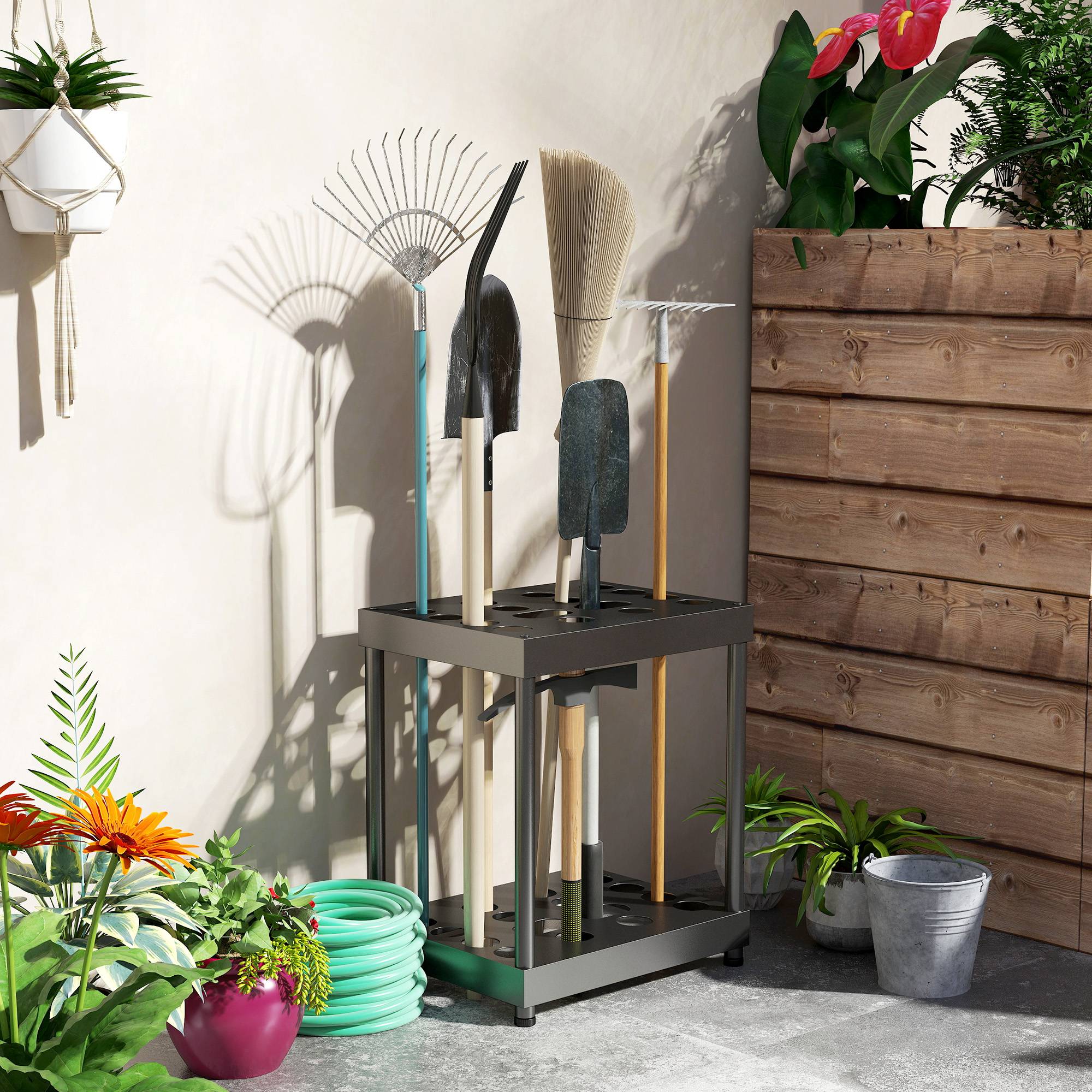ComfortXL - Range-outils de jardin métal orange 84 x 53 x 73 cm garage rangement 3 niveaux - ComfortXL Outdoor Living - Image 10