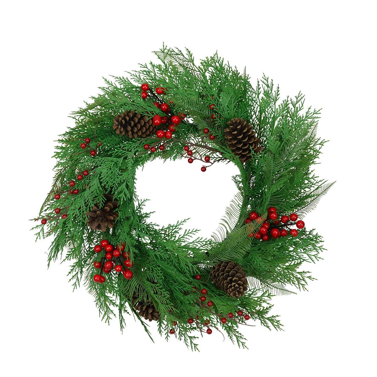 Couronne de Noël artificielle à baies rouges Ø45 cm - Little Grove - Image 1