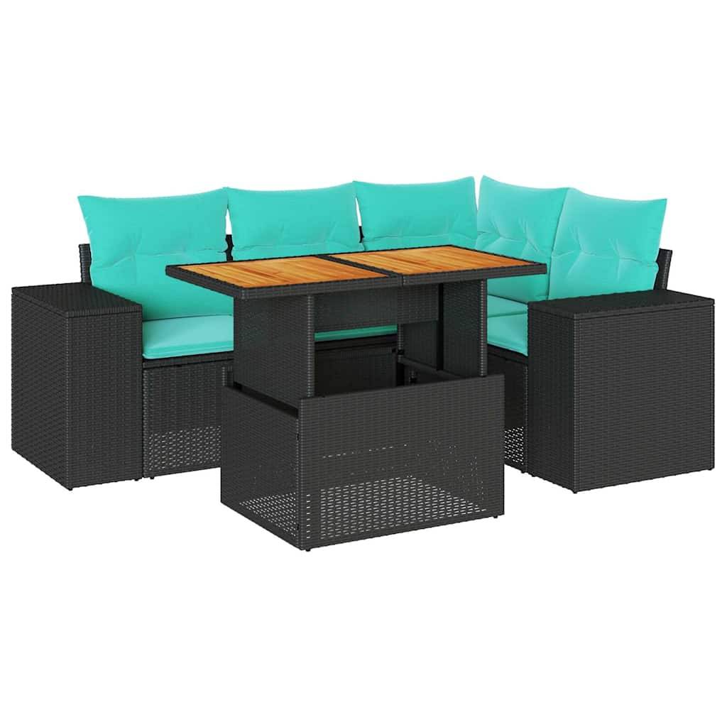 Petit Salon de Jardin 5 Éléments en Résine Tressée Noire avec Coffres pour Rangement Coussins Inclus – ComfortXL Outdoor Living - Image 2