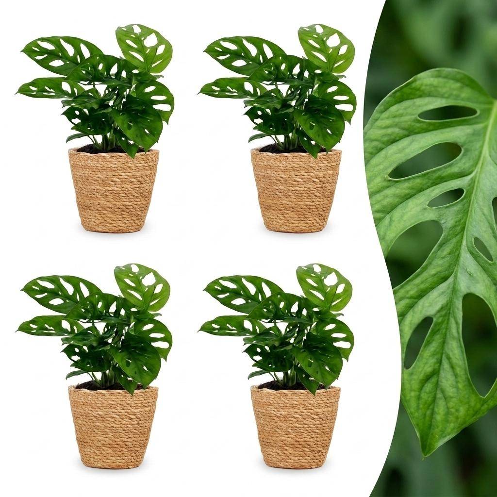 Monstera adansonii - avec panier - lot de 4 - Ø12cm - ↕25cm - Plantes d’intérieur - Image 1