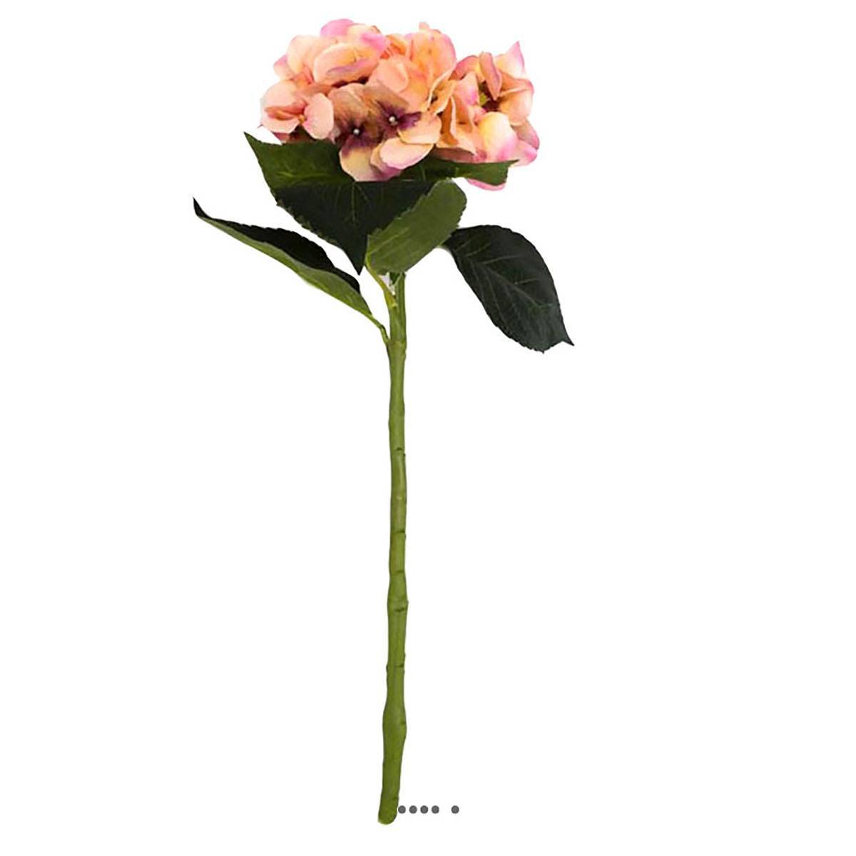 Artificielles - Hortensia artificiel en tige 1 tête 3 feuilles H 50 cm Top Rose - couleur: Rose - Image 2