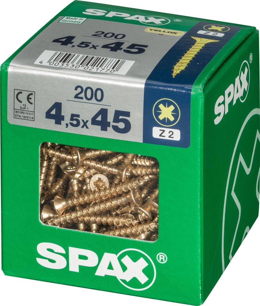 Spax - Lot de 200 vis acier tête fraisée pozidriv SPAX, Diam.4.5 mm x L.45 mm - Image 5