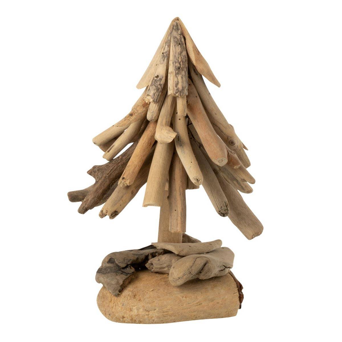 J-Line - Sapin de Noël en Bois Flotté "Chalet" 30cm Naturel