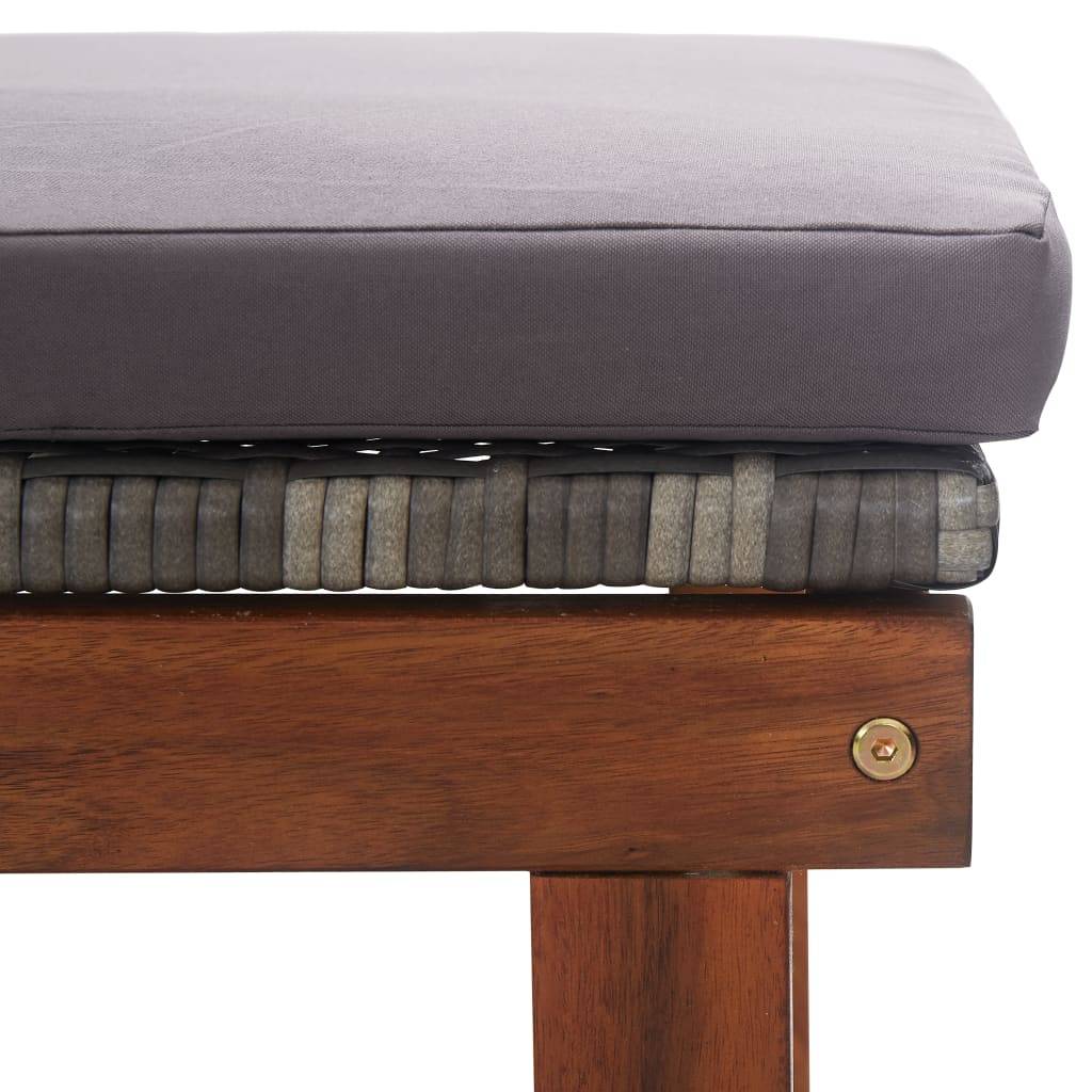 Chaise longue | Transat | Bain de soleil et coussin Résine tressée et bois d'acacia Gris - Image 9