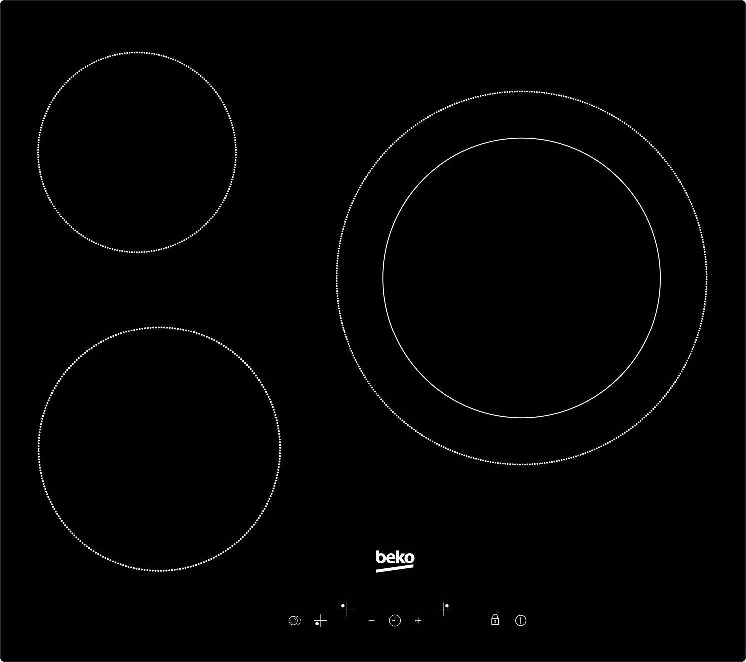 Beko - Table de cuisson vitrocéramique 60cm 3 feux 5700w noir HIC63402T Beko - Image 1