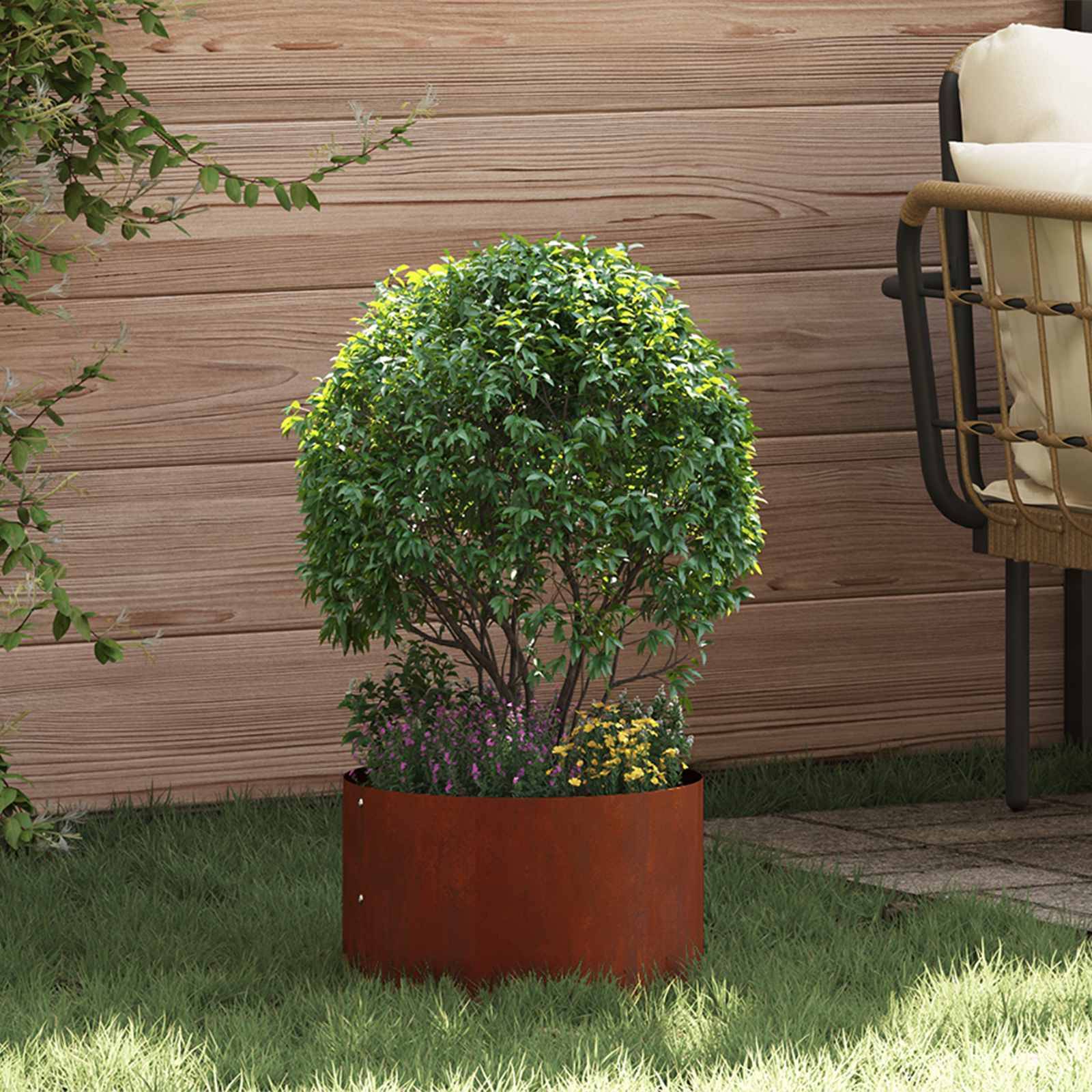 Lot de 5 Bordures Rondes Acier Corten pour Jardin Massif Anneau de Plantation Ø30 cm - ComfortXL Outdoor Living - Image 1