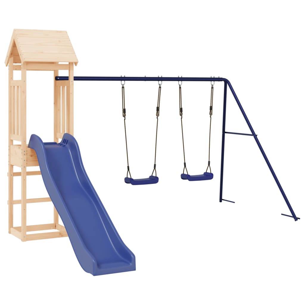 Helloshop26 - Aire de jeux d'extérieur balançoires toboggan portiques robuste jeux jardin 308 x 321 x 207 cm bois de pin massif - Image 1