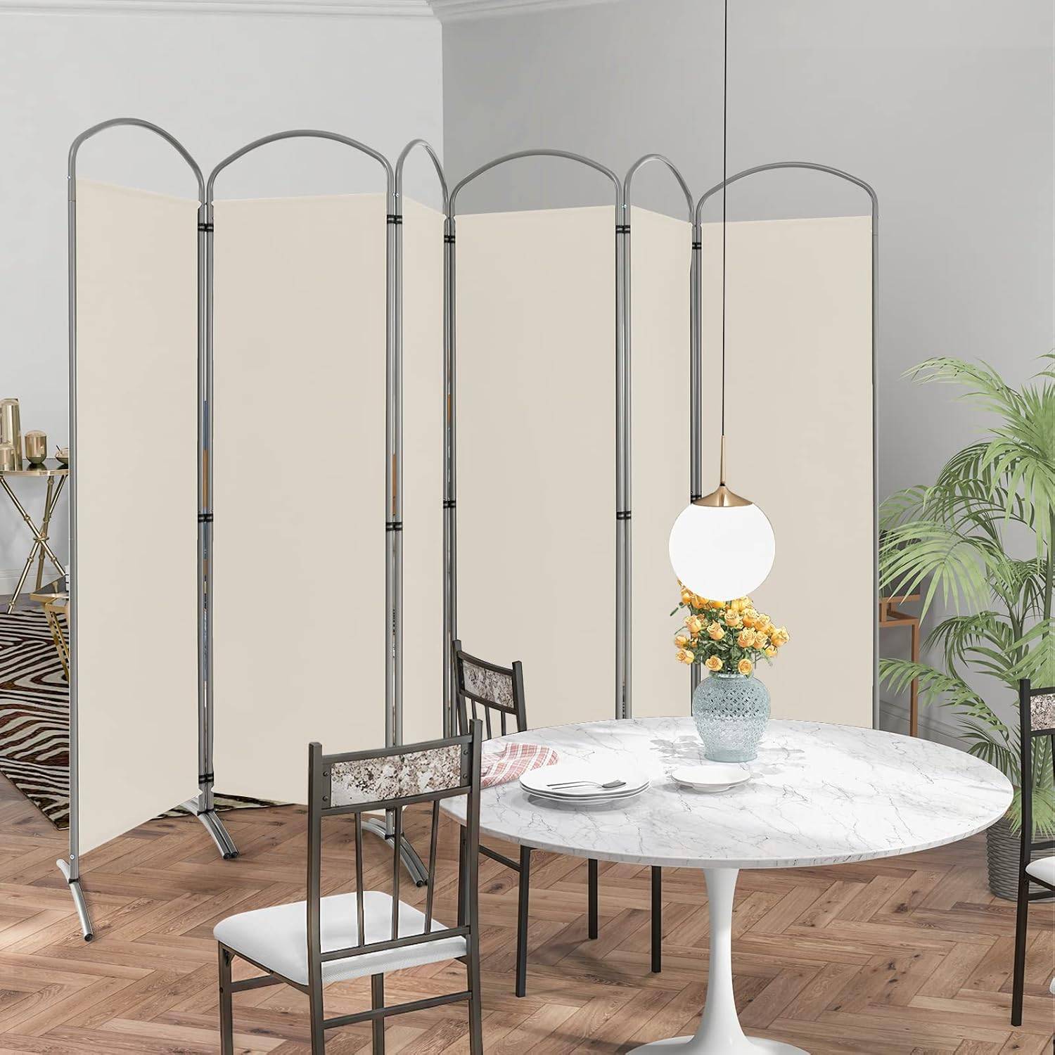 Grand Paravent Pliant à 6 Panneaux, Séparateur de Pièce Pliable de 188 CM de Haut, Blanc - Image 2