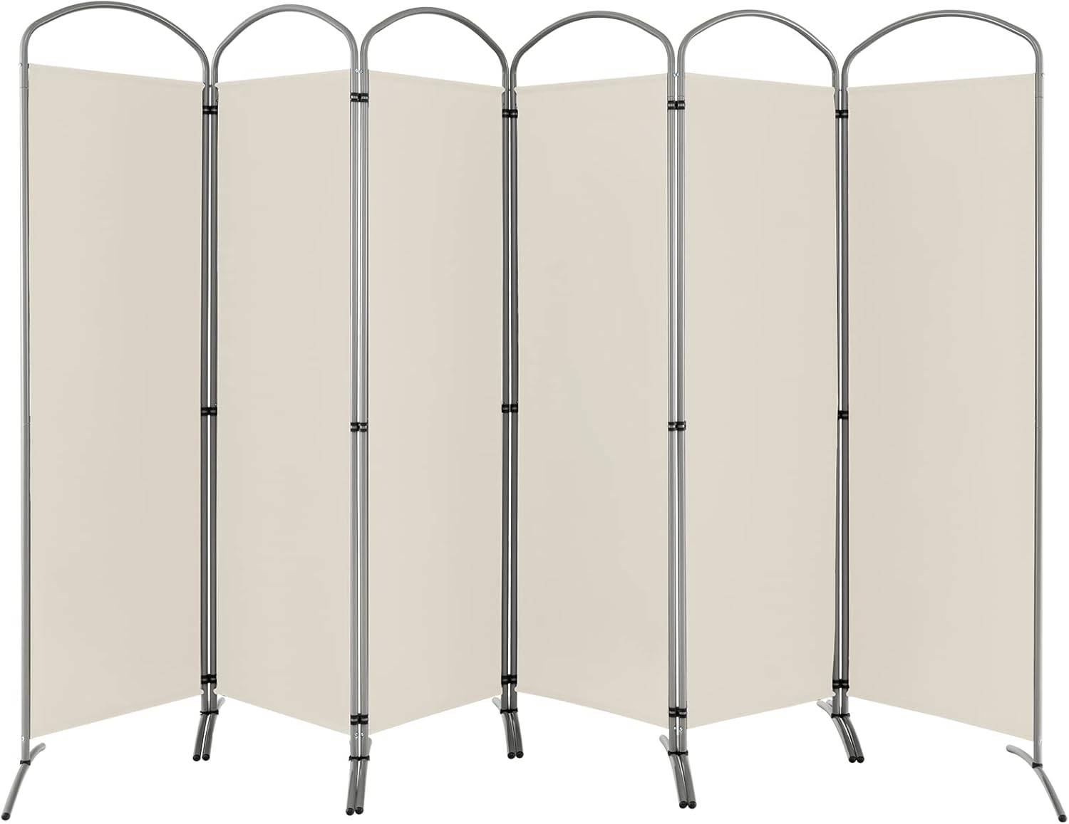 Grand Paravent Pliant à 6 Panneaux, Séparateur de Pièce Pliable de 188 CM de Haut, Blanc - Image 1