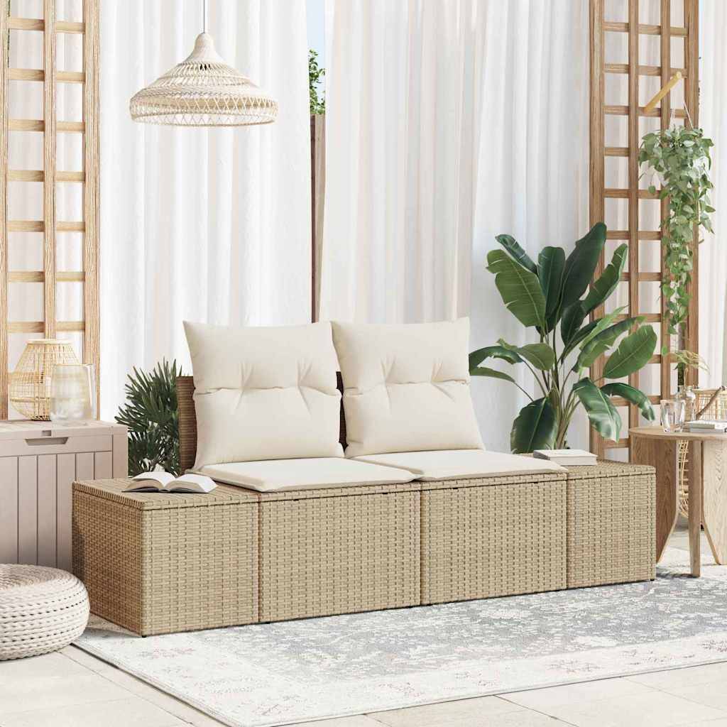 Banquette Extérieure Tissée Beige Résistante – Résine Aspect Rotin pour Terrasse Ensoleillée – Entretien Simplifié – ComfortXL Outdoor Living - Image 1