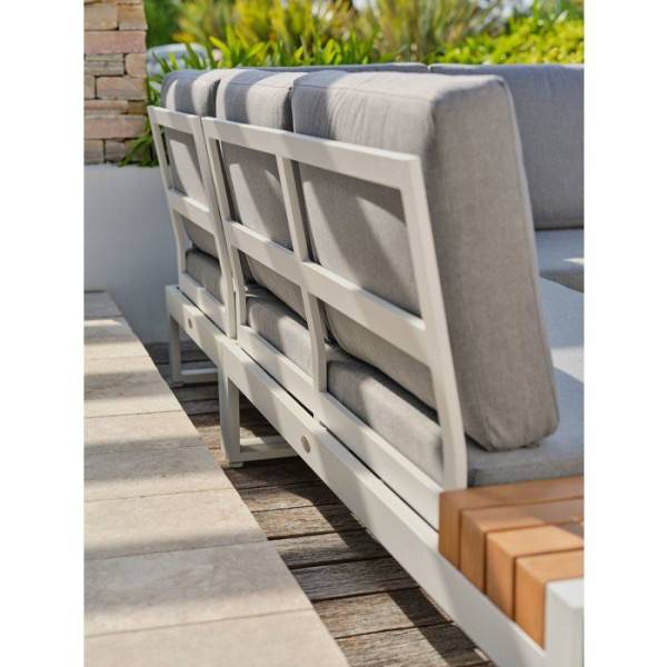Dcb Garden - Salon de jardin d'angle - Blanc - Teck et aluminium - 6 places - Valencia - Image 5