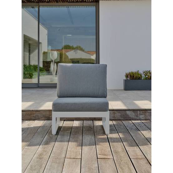 Dcb Garden - Salon de jardin d'angle - Blanc - Teck et aluminium - 6 places - Valencia - Image 7